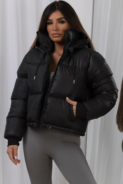 Maria - Pufferjacke mit Kapuze Schwarz